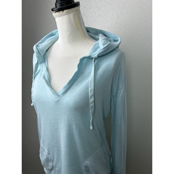 Athleta No Rush Drawstring V-Neck Sweatshirt Pullover Hoodie -Teal Size Small - Picture 4 of 11